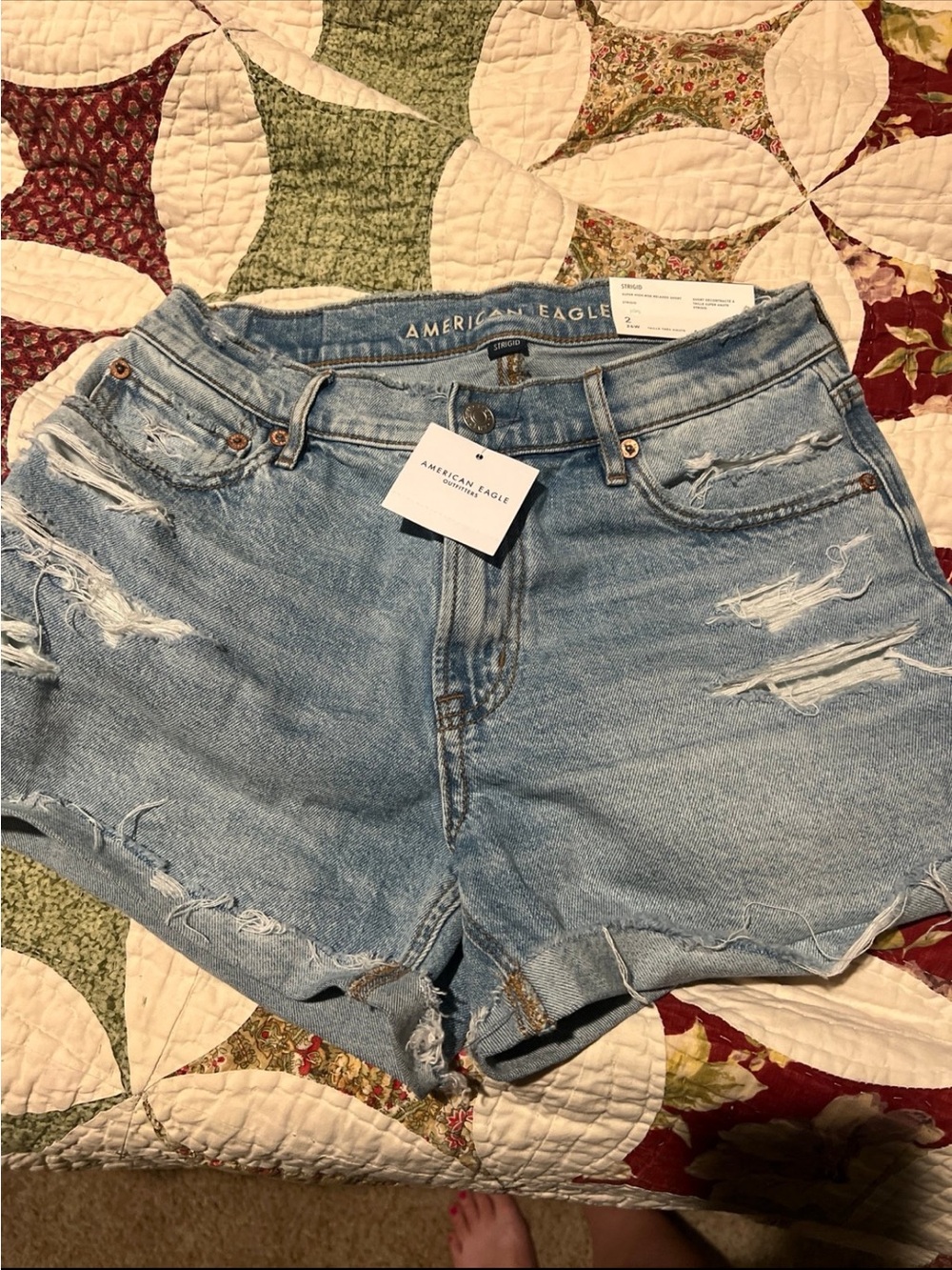 American Eagle Outfitters Light Blue Distressed Denim Women's Shorts size 2
